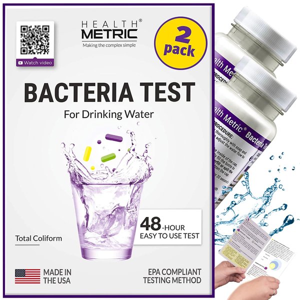 Coliform Bacteria Test Kit for Drinking Water - Easy to Use 48-Hour Water Quality Testing Kit for Home Tap & Well Water | EPA Approved Testing Method | Made in The USA | Incl. E Coli | 2-Pack
