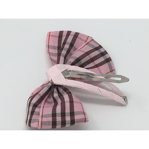 Snap Clip, Hair Bow, Pink and Black Hair Bow, Polka Dot Hair Bow