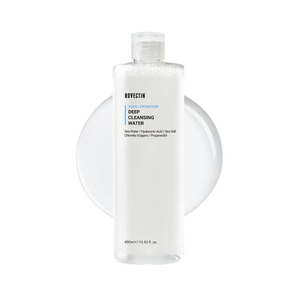ROVECTIN Aqua Deep Cleansing Water (13.5fl.oz, 400ml)- Impurities Remover from Ocean deep with Hyaluronic Acid and Marine Plants from Jeju Island