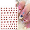 6 Sheets Red Blue White Star Nail Stickers, 3D Self-Adhesive Classic Star Nail Decals for Patriotic Women Nail Decoration
