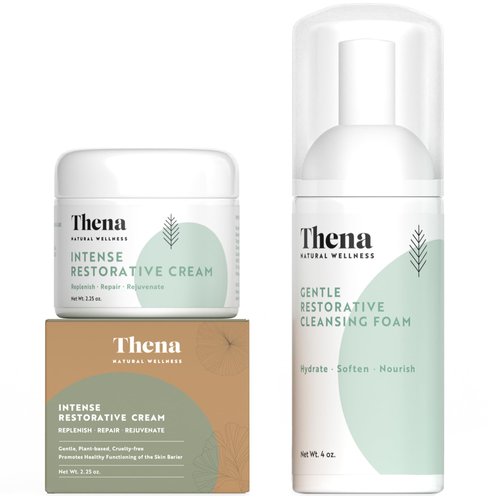 Thena RESTORE Face Care Set Kit, Face Foam Dry Skin Face Moisturizer Facial Cream Barrier Cream, Gently Repairs Skin Barrier, Natural & Organic Skincare For All Skin Types, Skincare Kit