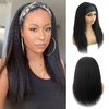 Jreitsere Headband Wig Kinky Straight 16 Inch Kinky Straight Headband Wig Human Hair Glueless Human Hair Wigs Machine Made No Lace Kinky Straight Headband Wig Natural color