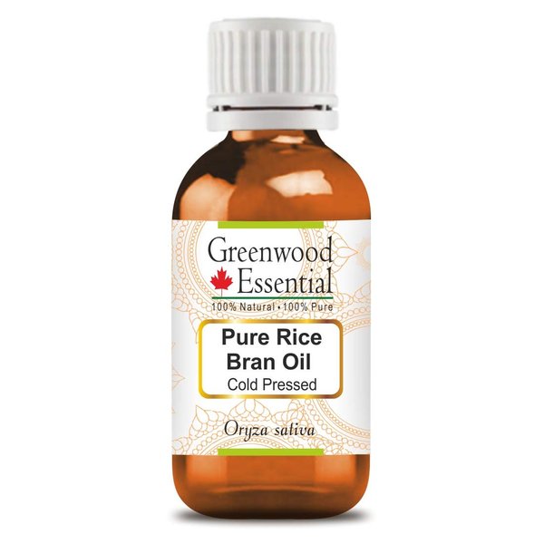Greenwood Essential Pure Rice Bran Oil (Oryza Sativa) Cold Pressed 100ml (3.38 oz)