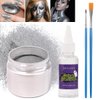 Face Paint Metallic Powder Kit, Washable Body Paint Metal Powder with Mixing Liquid & 2 Brush, Halloween SFX Makeup for 3-4 People, Perfect for Pro Beauty, Body Paint, Eyeliner, Nail, DIY, Silver