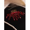 Kercisbeauty Red Crystal Hair Comb for Women Wedding Bridal Hair Piece Boho Hair Accessories for Prom Party