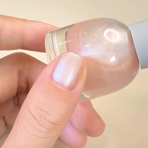 COSMOO Pink Pearl Air Dry Nail Polish, Shimmer Mermaid Vegan Chip-Resistant Long-Lasting Nail Lacquer, 0.34 fl oz