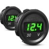 2 Pieces Direct Current 12V Car Voltage Gauge LED Display Waterproof Voltmeter Digital Round Panel Voltmeter Compatible with Vehicle Motorcycle Truck Camper ATV UTV Car Boat Marine (Green Digital)