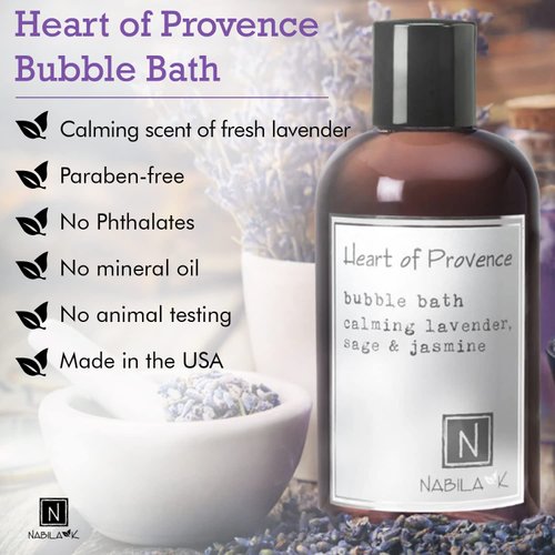 Nabila K – Heart of Province - Bubble Bath - Travel Size - Luxurious Bubble Bath - All Natural Ingredients - Essential Oils - Sensitive Skin - Gentle - Moisturizing - Women & Men - 2 oz/60mL