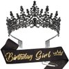 TOBATOBA Birthday Sash Birthday Crowns for Women Girls, Black Gold Birthday Girl Sash and Tiara Set, Birthday Crown and Sash for Women, Princess Birthday Decorations for Girls Birthday Gifts for Girls