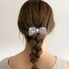 Fdesigner Crystal Bows Hair Clip Silver Rhinestones Bowknot Hair Pins Wedding Bride Party Hair Barrette for Women (Silver)