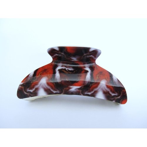 Generic Red black brown white marbled hair claw clip