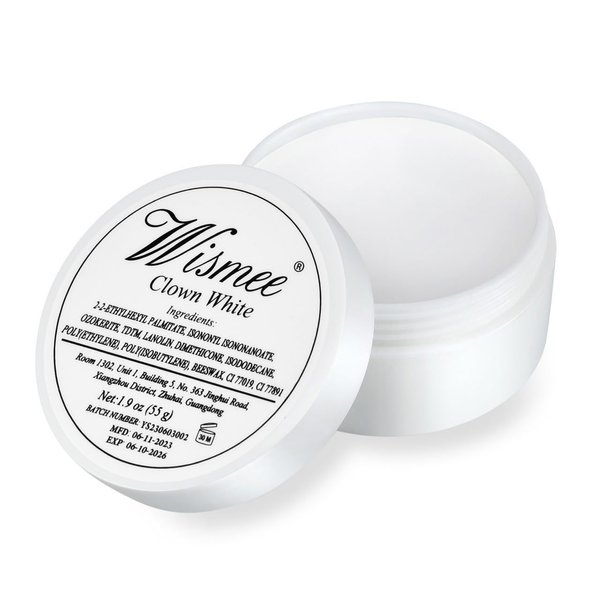 Wismee Classic White Face Body Paint Makeup Clown White Lite 1.9Oz Cake Tub, Joker Zombie Vampire Halloween Costume Single Foundation Cream for Special Effects SFX makeup Fancy Dress Up Cosmetics