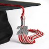 Endea Graduation Mixed Double Color Tassel with Silver Bling Charm (Red/White, 2024)