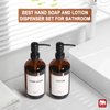 GMISUN Amber Glass Soap Dispenser, 2 Pack Bathroom Hand Soap Dispenser with Stainless Steel Pump, 16 Oz Kitchen Hand and Dish Soap Dispenser Set, Modern Vintage Liquid Brown Soap Dispensers Bottle