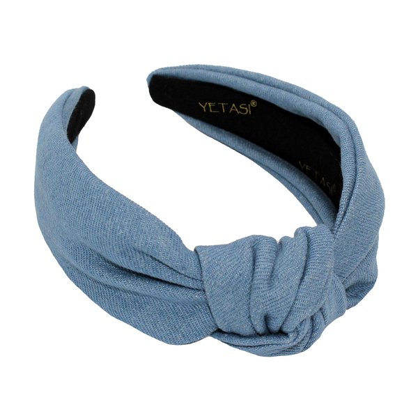 YETASI Blue Headbands for Women are Trendy Long Lasting Light Blue Jean Knotted Headband for Women Made of Non Slip Material for Your Comfort. Denim Light Blue Headband