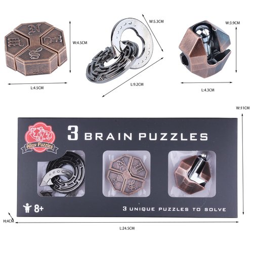 Brain Teaser Puzzle for Adults Puzzles Metal Hole Lock Adult Educational Toy Games for Adults Teens Educational Toy Gift (Bronze)