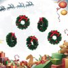 10 Pieces Mini Artificial Christmas Wreaths Ornaments, Dollhouse Miniature Christmas Wreath Doll House Mini Xmas Wreath for Dollhouse Door Windows Christmas Tree Decoration (Red Bowknot)