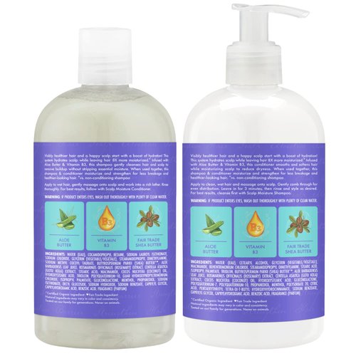 Shea Moisture Dry Scalp Shampoo and Conditioner Set with Aloe Butter & Vitamin B3, Shea Butter Curly Hair Products, Shea Moisture Hydrate and Repair Scalp + Moisturize Hair, 13 Oz Ea
