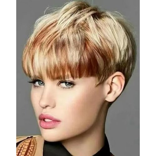 FCHW-wig Short Hair Wigs For Black Women Short Pixie Cuts Wigs For Black Women Short Straight Ladies Wigs Synthetic Short Wigs For Women African American Women Wigs 9616