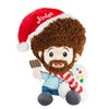 Bob Ross Gifts - Personalized - Christmas Plush Stuffed Character with Paintbrush - Your Name on Santa Hat (Personalized Christmas)
