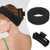 ACO-UINT 4Pcs Black Spa Headband and Face Washing Wristbands Set, Skincare Headband Face Wash Headband Makeup Headband, Hair Claw Clip Skin Care Headband for Washing Face