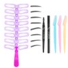 12 PCS Eyebrow Stencils - Eyebrows Shape Reusable with Eyebrow Razors and Pencil, Eye Brow Shaping Template Stamp Kit with Handle and Strap Washable DIY Makeup Tools