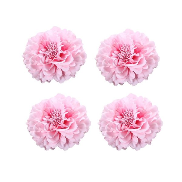 Koolgil Women's 4Pcs Bohemia Peony Flowers Hairpin Hair Clip Flower Brooch for Travel Party Festivals (Light Pink)