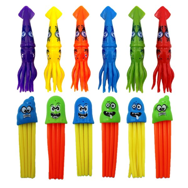 Haktoys Underwater Pool Diving Toy Set for Kids, Practice Diving and Swimming, Multicolor Sinking Squids and Jellyfish (Set of 12 Pieces)