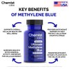 Chemist Labs Methylene Blue Capsules for Humans - USP Grade 99% Purity, Methylene Blue Pharmaceutical Grade, Third Party Tested, Supports Cellular & Mitochondrial Function, Made in USA, 60 Count