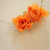 Fangsen Boho Autumn Wedding Silvery Orange Rose Bridal Headpiece Christmas Festival Headpiece Women Girls Party