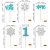 Rsstarxi 24 Pack Snowflake One Cupcake Toppers Glitter Winter Onederland Snowflake 1st Birthday Cupcake Picks for Snowflake Theme Baby Shower First Birthday Party Cake Decorations Blue