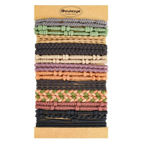 Bouiexye Boho Hair Ties Bracelets for Women, 24PCS Soulvation Hair Tie Bracelets 6 Styles Boho Hair Accessories 10 Colors Hair Ties No Damage for Thick Hair