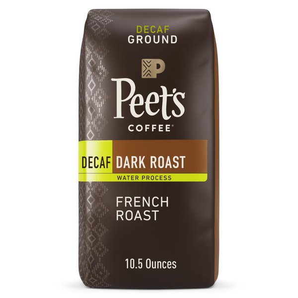 Peet's Coffee, Dark Roast Decaffeinated Ground Coffee - Decaf French Roast 10.5 Ounce Bag