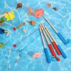 Sumind 6 Pcs Magnetic Fishing Poles Kids Wooden Magnetic Fishing Rods with Magnet Hooks Christmas Fishing Toy Gifts for Boys Girls Fishing Game(Red, Blue)