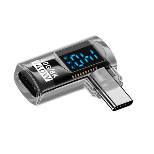 chenyang USB C Digital Display Adapter, USB 4.0 Type C Male to Female 90 Degree Right Angled 40Gbps 8K@60Hz Data Transfer PD 140W Fast Charging Power Meter Tester Converter Adapter