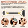TeraRX Terahertz Gua Sha & Facial Roller Set – 100% Authentic Terahertz Stone Face Roller to Reduce Puffiness, Improve Wrinkle Lines & Relieve Facial Tension – Perfect for Eye Massage and Relaxation