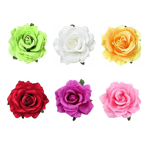 ALIMITOPIA Flower Hair Clip,Fabric Artificial Rose Flower Hairpin Barrette Brooch Headdress Bobby Pins Headwear Hair Accessories for wedding Party supplies(Rose Style,4.3 inches,6pcs)