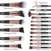Makeup Brushes, 18 Pcs Professional Premium Synthetic Makeup Brush Set with Case, Foundation Kabuki Eye Travel Make up Brushes sets (Black Gold)