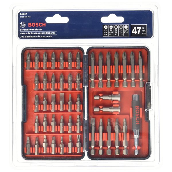BOSCH T4047 47-Piece High-Carbon Steel Hex Shank Screwdriver Bit Assorted Set