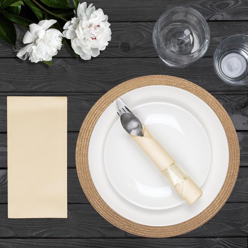 AH AMERICAN HOMESTEAD Paper Napkins - Disposable Ivory Linen-Like Dinner/Wedding Napkins 50 Count - Entertaining Party Essentials - Restaurant Quality Colored Table Napkins 15.75"x15.75" (Ivory)