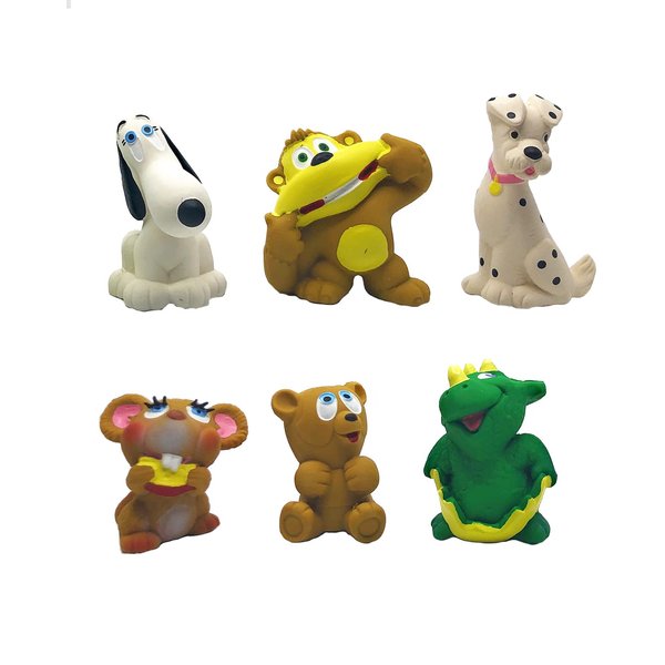 Set 6 Extra Small Squeaky Toys for Dogs Small Breeds Puppy Tiny Dogs Natural Rubber (Latex) Freem from Harmful Chemicals Hanpainted (Toys May Vary)