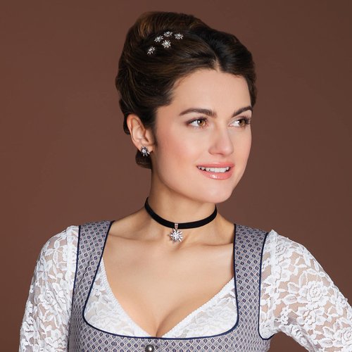 Alpenflüstern Trachten Hair Curlies Rhinestone Edelweiss (antique silver coloured) | Traditional German Hair Pin Accessory for Women | Original Bavarian Jewelry for Dirndl Costume Dress & Oktoberfest