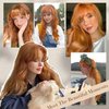 testar Ginger Wig With Bangs Long Wavy Auburn Wigs For White Women Loose Wave Orange Wigs Hair Replacement Heat Resistant Synthetic Wigs For Daily Party Use 26 Inch