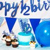 Half Birthday Decorations 6 Months Baby Boy Banner Cupcake Topper Pick 1/2 Half Year Cake Topper Triangle Flag Banner Confetti Balloons for Girl Boy Baby Shower (Dark Blue)