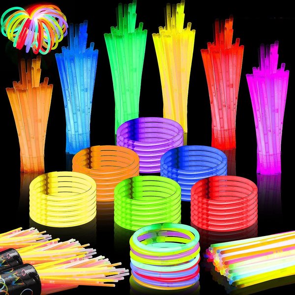 200 Pack Glow Sticks Bulk,Glow Sticks Party Pack Neon Glow Stick Necklaces with Connectors,8 Inch Glowsticks Glow in The Dark Sticks for Kids&Adults Birthday Party