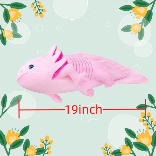 FRANKIEZHOU Realistic Axolotl Stuffed Animal-Pink 19”, Axolotl Plush Toy, Valentine Stuffed Animals,Salamander Plush,Gifts for Boy Girl Wife Baby, Baby Gift,Toy for Boy,Home Decor,Hugging Toy