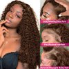 LEYBOCE 13x4 Curly Lace Front Wigs Human Hair Chocolate Brown Curly Human Hair Wigs for Black Women 200% Density HD Lace Frontal Wigs Brazilian Virgin Human Hair Pre Plucked Curly Wigs 22 Inch
