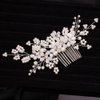 Teyglen Flower Bride Wedding Hair Comb Bridal Pearl Crystal Hair Side Comb Floral Rhinestone Hair Pieces for Bride Headpieces Hair Accessories for Women Girls