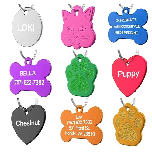 Dr. Fremont's Pet ID Tag Custom for Dog Cat Personalized | Many Shapes and Colors to Choose from | Made in USA | Strong Anodized Aluminum (Small, Heart)
