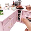 SXFSE Dollhouse Decoration Accessories,1:12 Dollhouse Miniature Furniture Wooden Kitchen Cabinet Set Freely Combined (Pink)